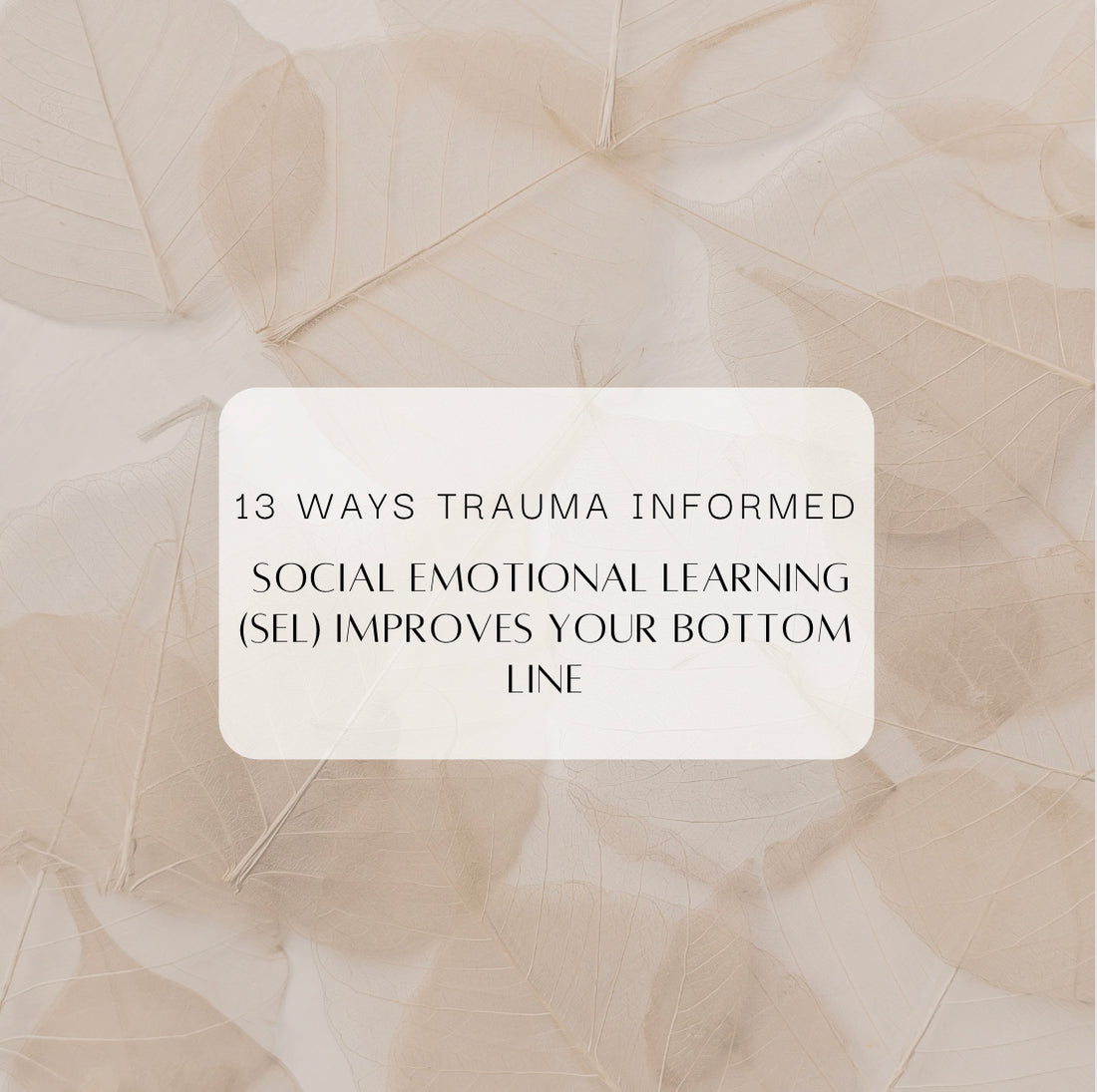 13 Ways Trauma Informed Social Emotional Learning (SEL) Improves Your Bottom Line